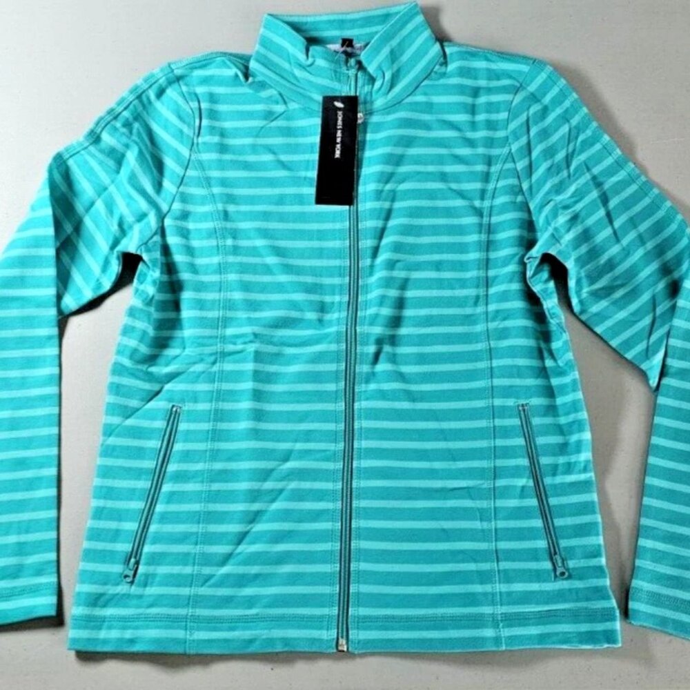Jones New York Women's Full Zip Mock Neck Jacket Jade Size Small